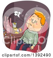 Poster, Art Print Of Cartoon White Man Abusing Tobacco And Alcohol