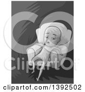Clipart Of A Grayscale Man Being Lazy In A Chair Royalty Free Vector Illustration
