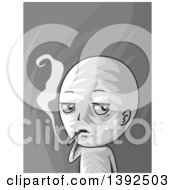 Clipart Of A Grayscale Man Smoking A Cigarette Royalty Free Vector Illustration