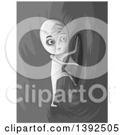 Poster, Art Print Of Grayscale Man Entering A Hole To Another Dimension