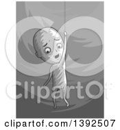 Grayscale Man Hanging By A Thread
