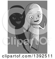 Clipart Of A Grayscale Man And His Shadow Showing Two Different Moods Royalty Free Vector Illustration