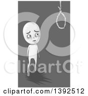 Depressed Man Eyeing A Noose Thinking Of Suicide