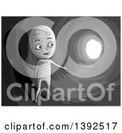 Clipart Of A Man Seeing The Light At The End Of The Tunnel Royalty Free Vector Illustration