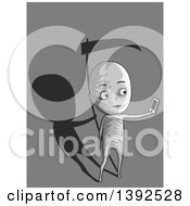 Poster, Art Print Of Grayscale Man Taking A Selfi His Shadow A Grim Reaper