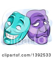 Poster, Art Print Of Turquoise And Purple Happy And Sad Theater Masks