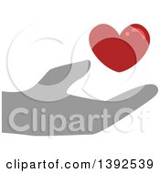 Poster, Art Print Of Flat Design Hand Supporting A Blood Heart