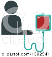 Poster, Art Print Of Flat Design Person Connected To A Blood Bag Receiving A Transfusion