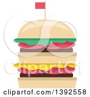 Poster, Art Print Of Flat Design Double Burger