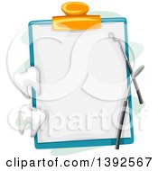 Poster, Art Print Of Dental Chart On A Clipboard With Tools And Teeth