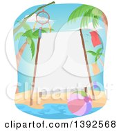 Poster, Art Print Of Bamboo Framed Sign On A Beach With A Dream Catcher And Ball