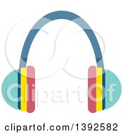 Clipart Of A Flat Design Pair Of Headphones Royalty Free Vector Illustration