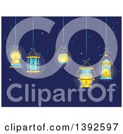 Poster, Art Print Of Lit Lanterns Hanging Ove Ra Night Sky