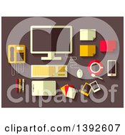 Clipart Of Flat Design Office Accessories Royalty Free Vector Illustration