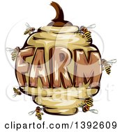 Poster, Art Print Of Bee Hive With The Word Farm
