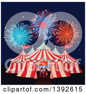 Poster, Art Print Of Big Top Circus Tent With Fireworks