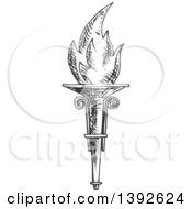 Clipart Of A Sketched Gray Torch Royalty Free Vector Illustration