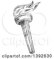 Clipart Of A Sketched Gray Torch Royalty Free Vector Illustration