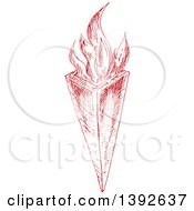 Clipart Of A Sketched Red Torch Royalty Free Vector Illustration