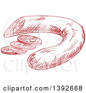 Poster, Art Print Of Red Sketched Sausage