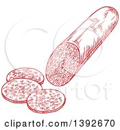 Poster, Art Print Of Red Sketched Sausage