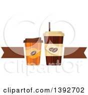 Poster, Art Print Of Take Away Coffee Cups With A Brown Ribbon