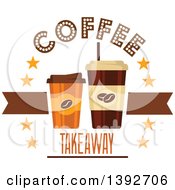 Clipart Of Take Away Coffee Cups With Text Royalty Free Vector Illustration