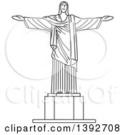 Poster, Art Print Of Gray Sketched Travel Landmark Of Christ The Redeemer