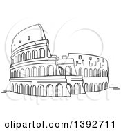 Gray Sketched Travel Landmark Of The Roman Coliseum