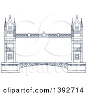 Clipart Of A Navy Blue Line Drawing Of A Travel Landmark Tower Bridge Royalty Free Vector Illustration