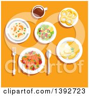 Poster, Art Print Of Table Set With Norwegian Food On Orange