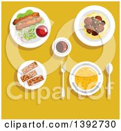 Poster, Art Print Of Table Set With Arabian Food On Yellow