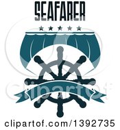 Poster, Art Print Of Boat Sail And A Helm With Stars Seafarer Text And A Blank Banner