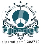 Clipart Of A Sailboat In A Circular Rope Frame With Anchors And A Blank Banner Royalty Free Vector Illustration by Vector Tradition SM
