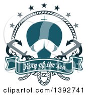 Poster, Art Print Of Sailboat In A Circular Rope Frame With Anchors And A Text Banner