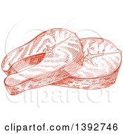 Clipart Of Sketched Salmon Steaks Royalty Free Vector Illustration