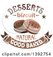 Clipart Of Chocolate Cookies Or Biscuits With Text Royalty Free Vector Illustration