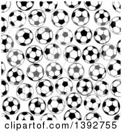 Poster, Art Print Of Seamless Pattern Background Of Black And White Soccer Balls