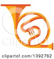 Clipart Of A Flat Design French Horn Royalty Free Vector Illustration