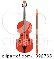 Clipart Of A Flat Design Violin Or Viola And Bow Royalty Free Vector Illustration by Vector Tradition SM