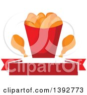 Poster, Art Print Of Chicken Nuggets And Drumstick Bucket Over A Blank Banner