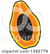 Clipart Of A Halved Papaya Fruit Royalty Free Vector Illustration