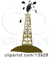 Drilling Tower Around An Oil Gusher Clipart Illustration by Rasmussen Images #COLLC13928-0030