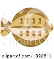 Poster, Art Print Of Flat Design Flounder Fish