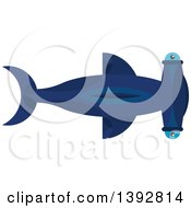 Poster, Art Print Of Flat Design Hammerhead Shark