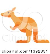Clipart Of A Flat Design Kangaroo Royalty Free Vector Illustration