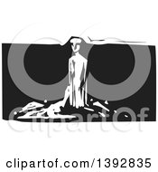 Clipart Of A Black And White Woodcut Clay Sculpture Royalty Free Vector Illustration by xunantunich