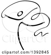 Clipart Of A Black And White Olympic Gymnast Stick Athlete Ribbon Dancer Royalty Free Vector Illustration