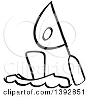 Clipart Of A Black And White Olympic Stick Man Athlete Canoe Sprinting Royalty Free Vector Illustration by Zooco