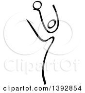 Poster, Art Print Of Black And White Olympic Gymnast Stick Athlete Dancing With A Ball